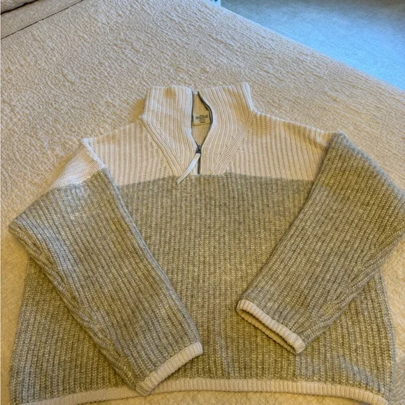 Varley Willard Half Zip Sweater Cream / Gray Size Small - Picture 2 of 7
